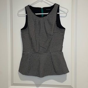 WHBM Black And White Peplum Sleeveless top, size 4